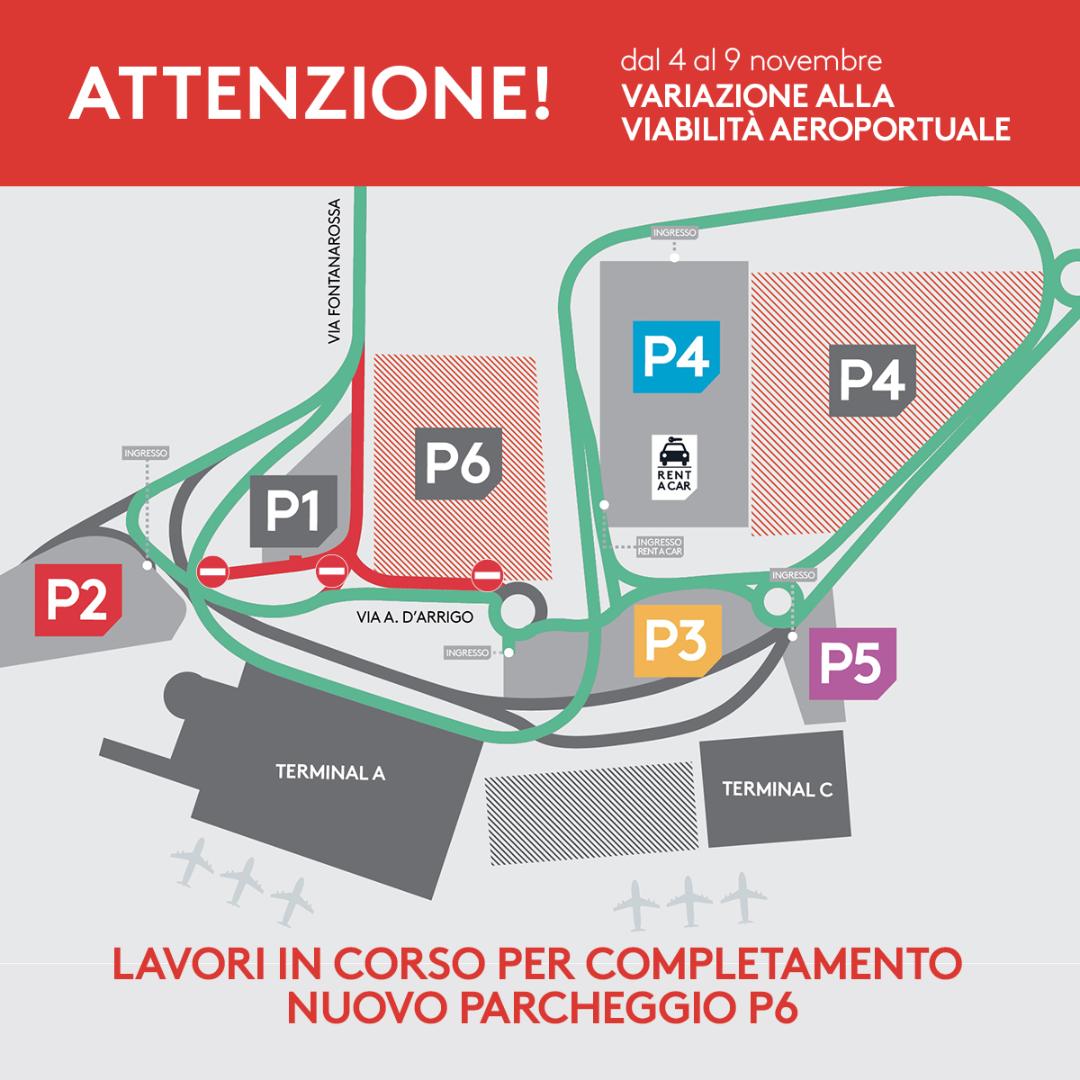 Aeroporto di Catania: modifiche temporanee alla viabilità